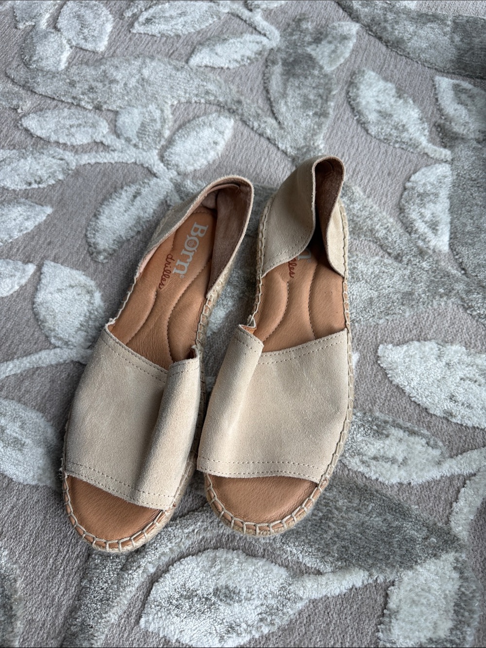 Born Tan Suede Espadrille Slide Sandals